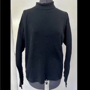 VINTAGE 1990s JL PLUM LADIES BLACK COTTON KNIT SWEATER CLASSIC TURTLENECK XL